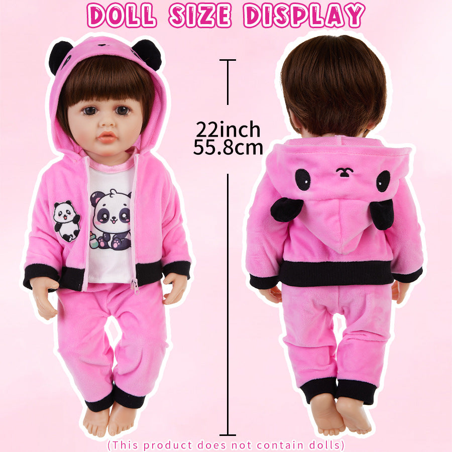 AmaMary 22-23 inch Rose Red Panda 3-Piece Cotton Doll Clothes Set with Jacket, Pants & Top, Imaginative Play, Sleepover, Holiday Gift, Perfect for Preschool Girls