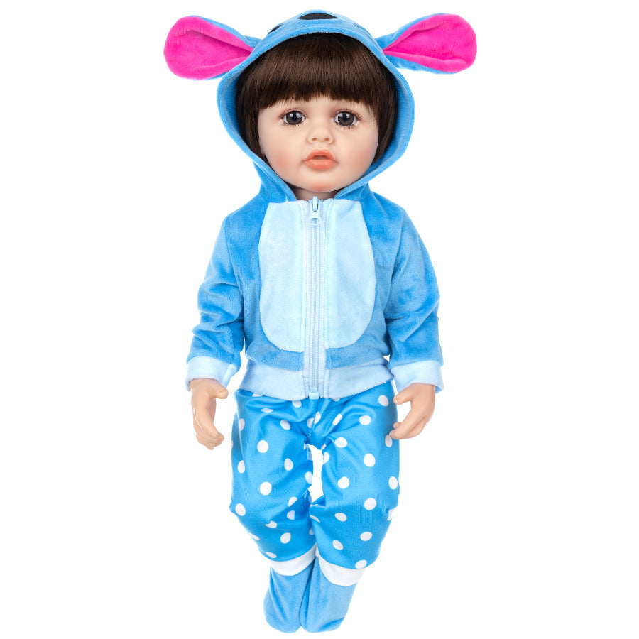 AmaMary Reborn Doll Clothes 20-23 Inch Blue Dog Outfit – Plush Hooded Cartoon Set for 22 Inch Dolls – Soft Eco-Friendly Fabric Accessories for Kids Age 3+, Birthday & Holiday Gift Collectibles
