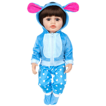AmaMary Reborn Doll Clothes 20-23 Inch Blue Dog Outfit – Plush Hooded Cartoon Set for 22 Inch Dolls – Soft Eco-Friendly Fabric Accessories for Kids Age 3+, Birthday & Holiday Gift Collectibles