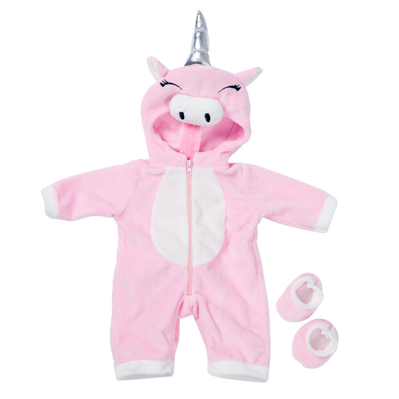 AmaMary 18-inch Reborn Doll Clothes Set, Pink Unicorn Plush Onesie for 16-18 Inch Dolls, Includes Onesie, Socks, Bibs & Diapers, Perfect Gift for Girls’ Birthdays and Holidays