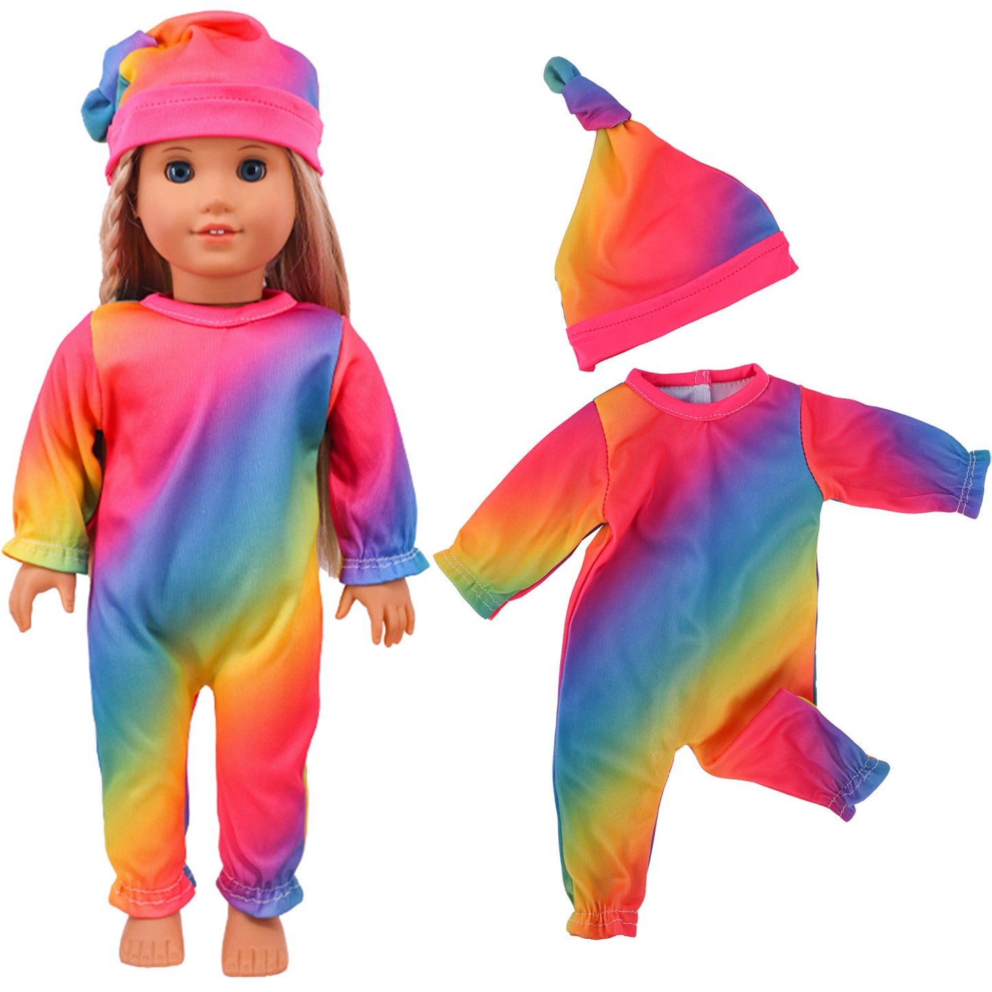AmaMary 5 Sets Baby Doll Pajamas & Hats for 14–18 Inch Dolls – Soft Cotton Sleepwear with Matching Hats, Cozy Dress-Up Clothes for 15" 17" 43cm Dolls, Imaginative Play Gift for Girls Ages 3+