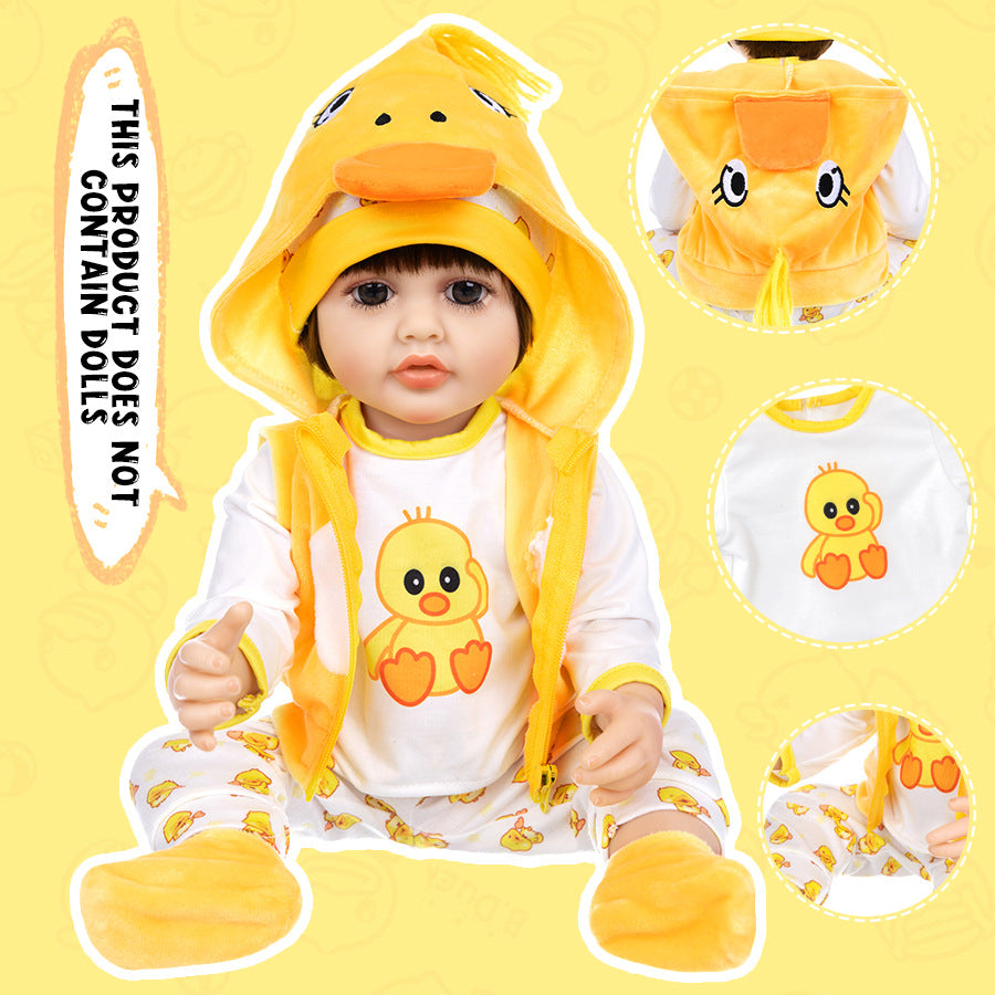 AmaMary 22-23 inch Yellow Duck 5-Piece Cotton Doll Clothes Set with Hat, Pants, Socks, Jacket & Top, Fun Dress-Up, Birthday, Christmas, Indoor & Outdoor Play for Girls