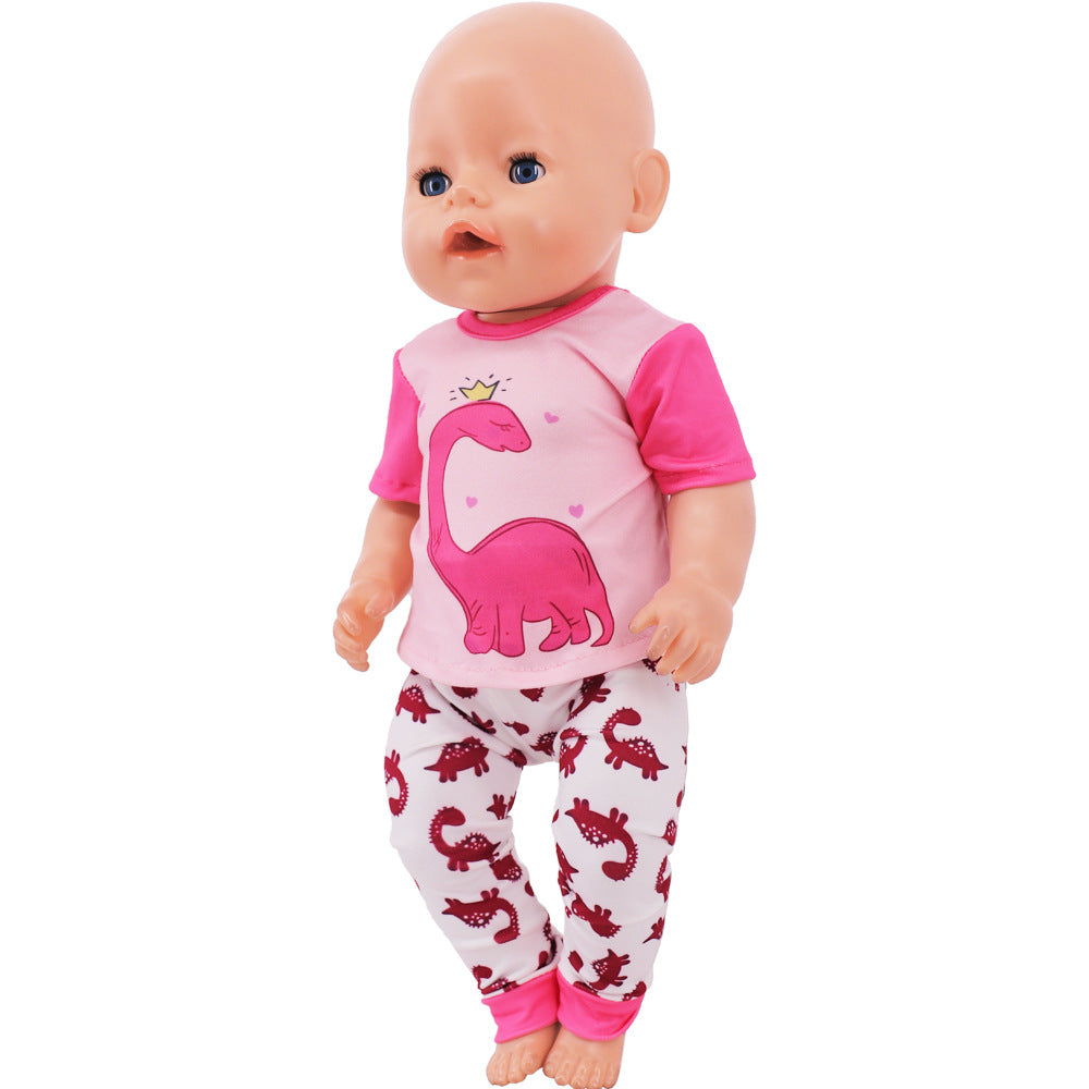 AmaMary 5 Sets 18 Inch Reborn Doll Pajamas with Dinosaur & Cat Patterns - Kids Gift