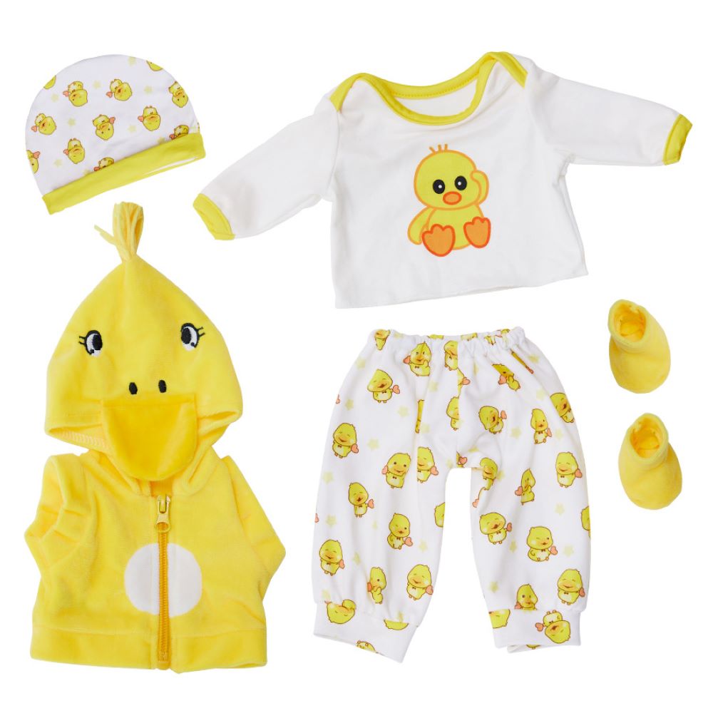 AmaMary Doll Outfit Set Yellow Duck for Reborn Dolls 5-Piece 18 Inch