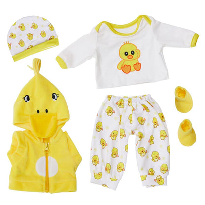 AmaMary Doll Outfit Set Yellow Duck for Reborn Dolls 5-Piece 18 Inch