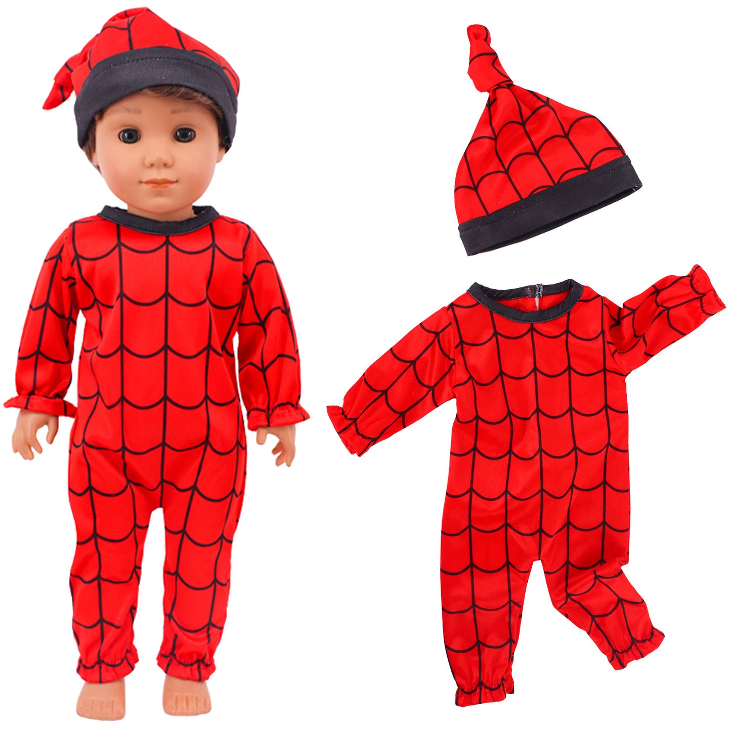 AmaMary 5 Sets Baby Doll Pajamas & Hats for 14–18 Inch Dolls – Soft Cotton Sleepwear with Matching Hats, Cozy Dress-Up Clothes for 15" 17" 43cm Dolls, Imaginative Play Gift for Girls Ages 3+