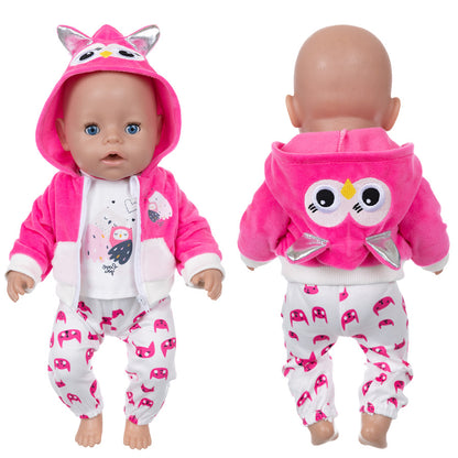AmaMary Cotton Owl Outfit for 16-18 inch Dolls – 3-Piece Jacket Long Sleeve Pants Set for Girls Nature Theme Dress-Up Birthday Holiday Pretend Play