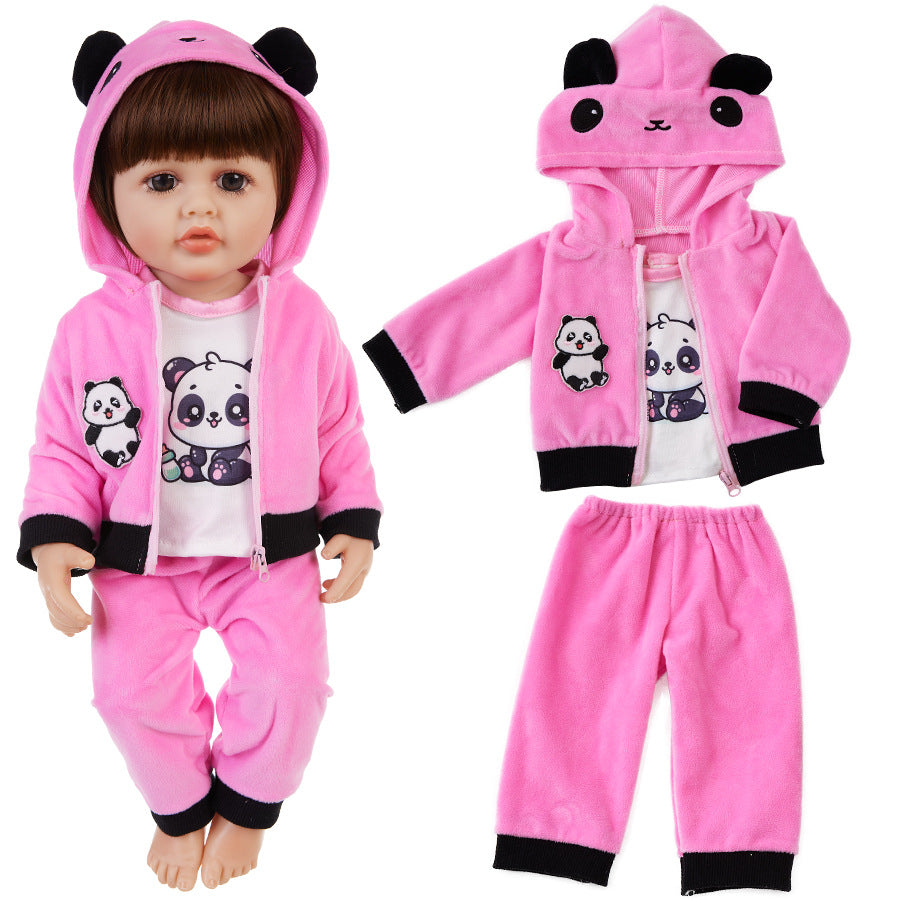 AmaMary 22-23 inch Rose Red Panda 3-Piece Cotton Doll Clothes Set with Jacket, Pants & Top, Imaginative Play, Sleepover, Holiday Gift, Perfect for Preschool Girls