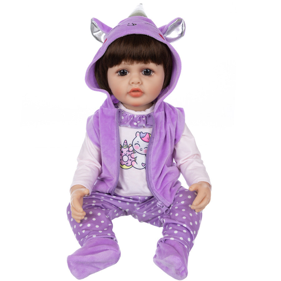 AmaMary 4-Piece Cotton Doll Outfit Set for 22-23 Inch Dolls – Includes Top, Jacket, Pants & Socks, Purple Dress-Up Clothes for Tea Party & Creative Play