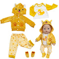 AmaMary Cotton Yellow Dog Outfit for 16-18 inch Dolls – 4-Piece Jacket Long Sleeve Pants Socks Set for Girls Birthday Holiday Dress-Up & Imaginative Play