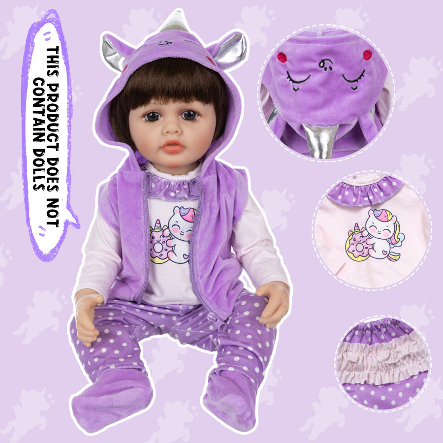 AmaMary 4-Piece Cotton Doll Outfit Set for 22-23 Inch Dolls – Includes Top, Jacket, Pants & Socks, Purple Dress-Up Clothes for Tea Party & Creative Play