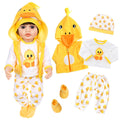 AmaMary 22-23 inch Yellow Duck 5-Piece Cotton Doll Clothes Set with Hat, Pants, Socks, Jacket & Top, Fun Dress-Up, Birthday, Christmas, Indoor & Outdoor Play for Girls