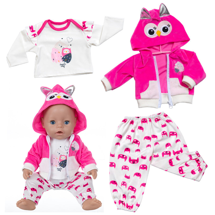 AmaMary Cotton Owl Outfit for 16-18 inch Dolls – 3-Piece Jacket Long Sleeve Pants Set for Girls Nature Theme Dress-Up Birthday Holiday Pretend Play