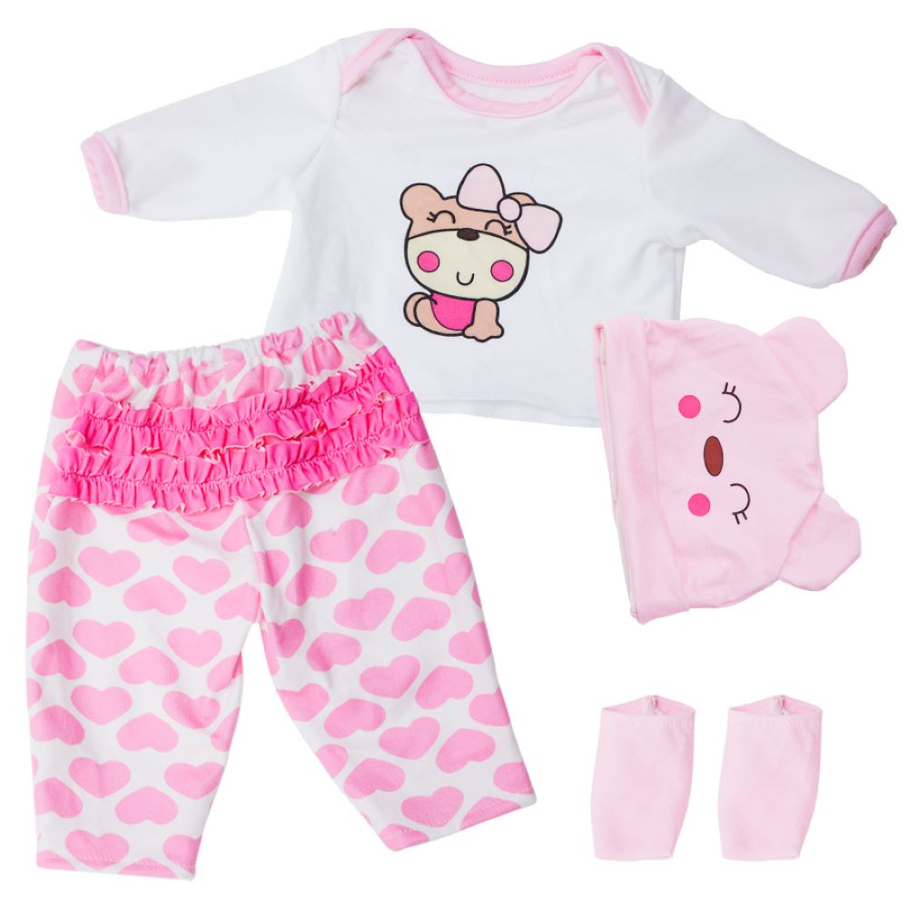 AmaMary 4-Piece Deer & Bear Reborn Doll Clothes Set for 16-18 Inch Baby Dolls - Includes Hat, Shirt, Pants & Socks
