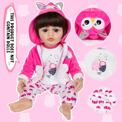 AmaMary 22-23 inch Rose Red Owl 3-Piece Cotton Doll Outfit Set with Jacket, Pants & Top, Pretend Play, Storytime, Dress-Up Fun, Gift for Girls Playtime