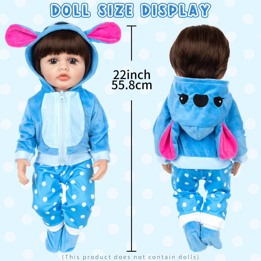 AmaMary Reborn Doll Clothes 20-23 Inch Blue Dog Outfit – Plush Hooded Cartoon Set for 22 Inch Dolls – Soft Eco-Friendly Fabric Accessories for Kids Age 3+, Birthday & Holiday Gift Collectibles