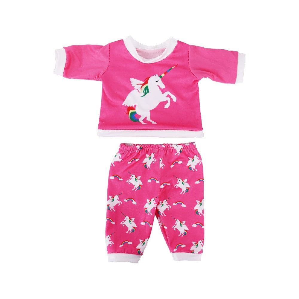 AmaMary Baby Doll Pajamas Set, 5 Pieces, Fits 16-18 Inch Dolls, Soft Feel with Cute Prints