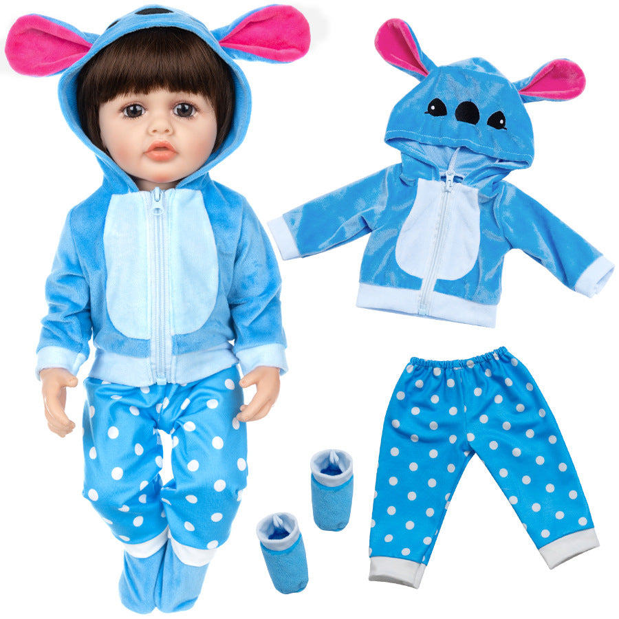 AmaMary Reborn Doll Clothes 20-23 Inch Blue Dog Outfit – Plush Hooded Cartoon Set for 22 Inch Dolls – Soft Eco-Friendly Fabric Accessories for Kids Age 3+, Birthday & Holiday Gift Collectibles