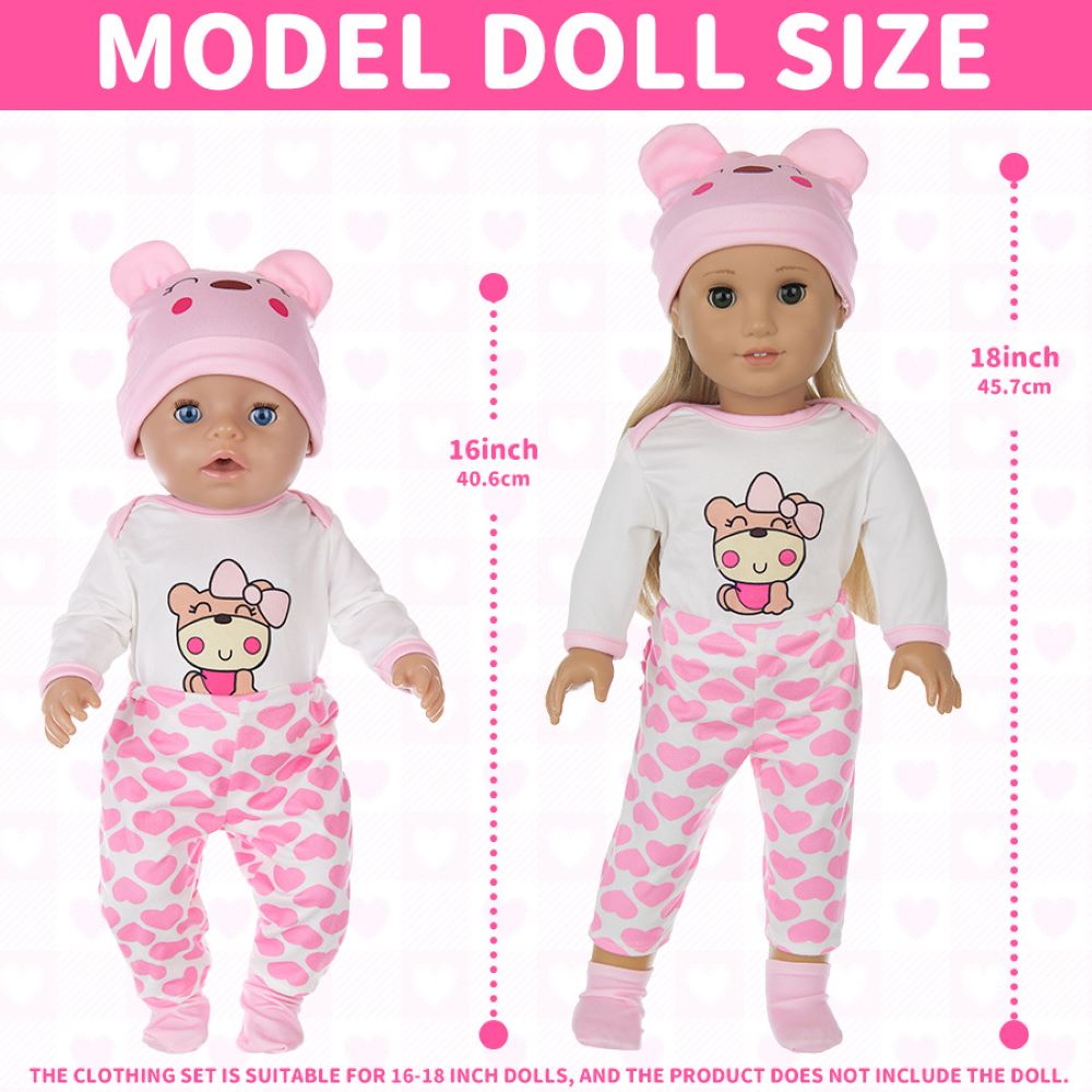 AmaMary 4-Piece Deer & Bear Reborn Doll Clothes Set for 16-18 Inch Baby Dolls - Includes Hat, Shirt, Pants & Socks