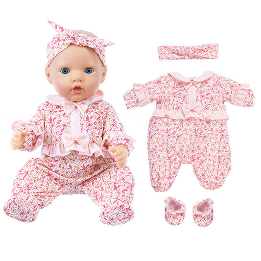 AmaMary Pink Fine Crushed Flower Hoodie for 16-18 inch Dolls, Handmade Doll Clothes Accessories