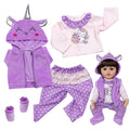 AmaMary 4-Piece Cotton Doll Outfit Set for 22-23 Inch Dolls – Includes Top, Jacket, Pants & Socks, Purple Dress-Up Clothes for Tea Party & Creative Play