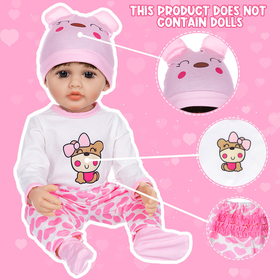 AmaMary 22-23 inch Pink Bear 4-Piece Cotton Doll Clothes Set with Pants, Socks, Hat & Top, Tea Party, Role-Playing, Birthday & Holiday Gift, Indoor/Outdoor Fun