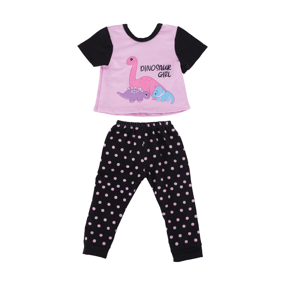AmaMary 5 Sets 18 Inch Reborn Doll Pajamas with Dinosaur & Cat Patterns - Kids Gift
