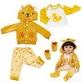 AmaMary 22 inch Reborn Doll Clothes Set, Cute Yellow Dog 4 Piece Baby Doll Outfit with Jacket Pants Shirt Socks