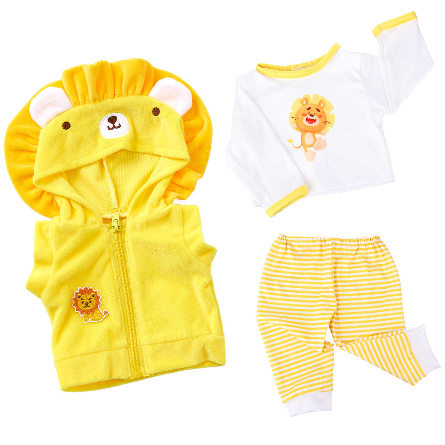 AmaMary 3-Piece Cotton Doll Outfit Set Yellow Lion Includes Jacket Pants Top 22-23 Inch