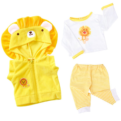 AmaMary 3-Piece Cotton Doll Outfit Set Yellow Lion Includes Jacket Pants Top 22-23 Inch