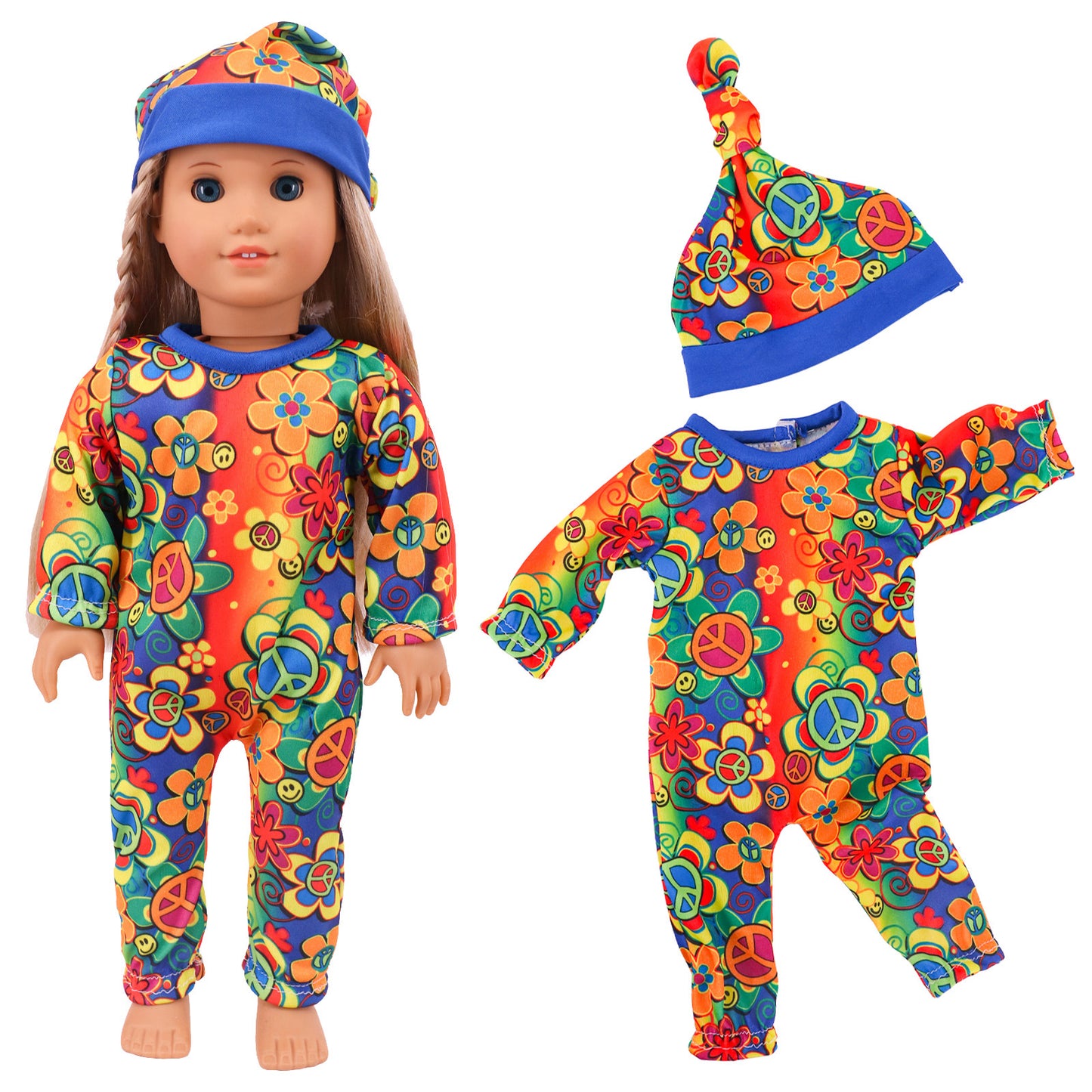 AmaMary 5 Sets Baby Doll Pajamas & Hats for 14–18 Inch Dolls – Soft Cotton Sleepwear with Matching Hats, Cozy Dress-Up Clothes for 15" 17" 43cm Dolls, Imaginative Play Gift for Girls Ages 3+