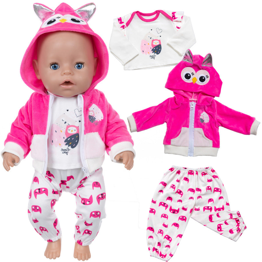AmaMary Cotton Owl Outfit for 16-18 inch Dolls – 3-Piece Jacket Long Sleeve Pants Set for Girls Nature Theme Dress-Up Birthday Holiday Pretend Play