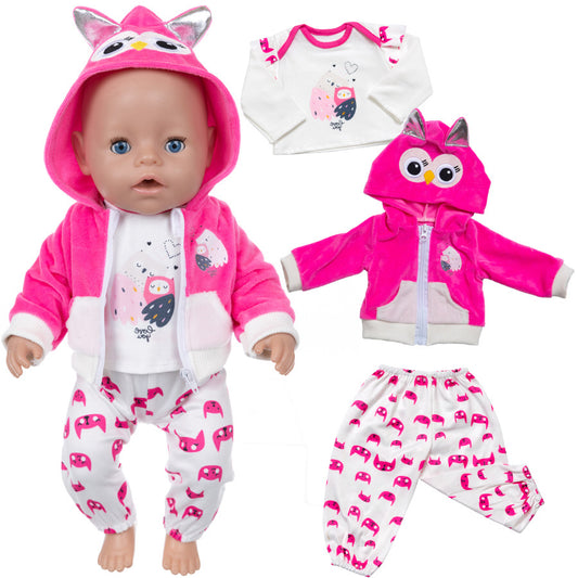 AmaMary Cotton Owl Outfit for 16-18 inch Dolls – 3-Piece Jacket Long Sleeve Pants Set for Girls Nature Theme Dress-Up Birthday Holiday Pretend Play