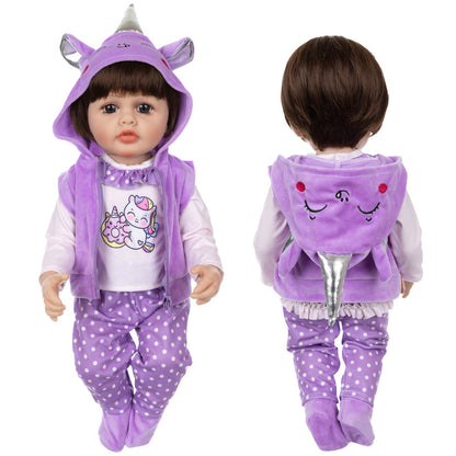 AmaMary 4-Piece Cotton Doll Outfit Set for 22-23 Inch Dolls – Includes Top, Jacket, Pants & Socks, Purple Dress-Up Clothes for Tea Party & Creative Play