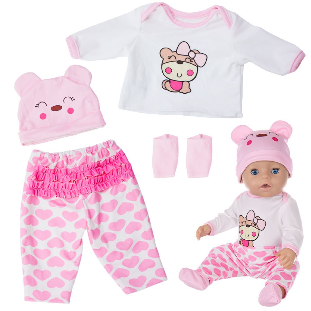 AmaMary 4-Piece Deer & Bear Reborn Doll Clothes Set for 16-18 Inch Baby Dolls - Includes Hat, Shirt, Pants & Socks
