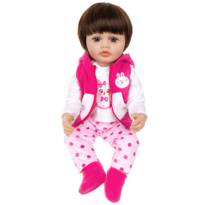 AmaMary 22-23 inch Rose Red Bunny 4-Piece Cotton Doll Clothes Set with Socks, Pants, Top & Jacket, Birthday Party, Christmas Dress-Up, Imaginative Play for Kids