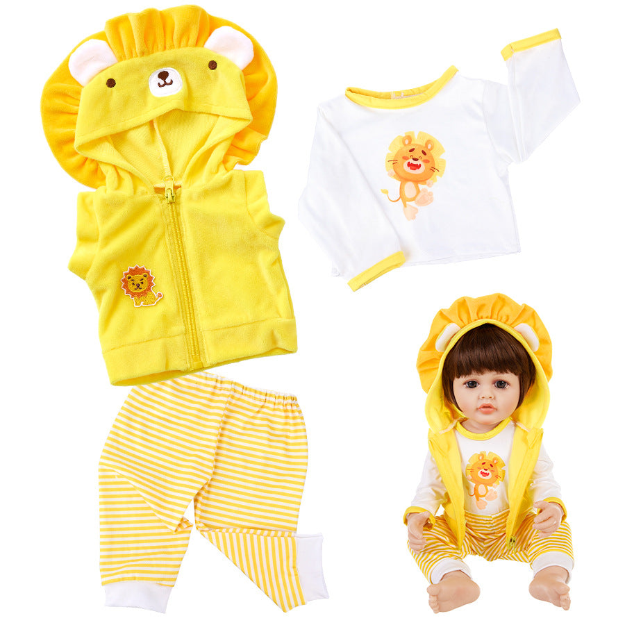 AmaMary 3-Piece Cotton Doll Outfit Set Yellow Lion Includes Jacket Pants Top 22-23 Inch