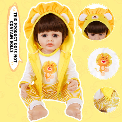 AmaMary 3-Piece Cotton Doll Outfit Set Yellow Lion Includes Jacket Pants Top 22-23 Inch