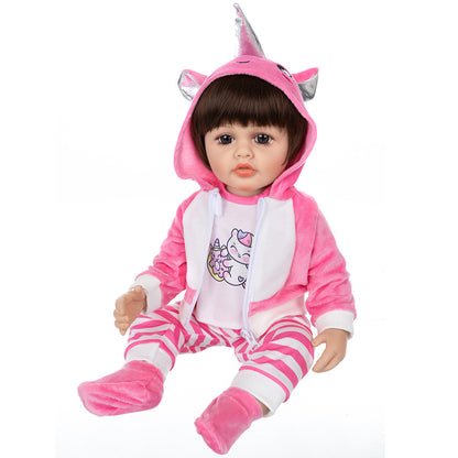 AmaMary 22-23 inch Pink Unicorn 4-Piece Cotton Doll Clothes Set with Socks, Pants, Jacket & Top, Magical Pretend Play, Birthday, Christmas, Dress-Up Party for Kids