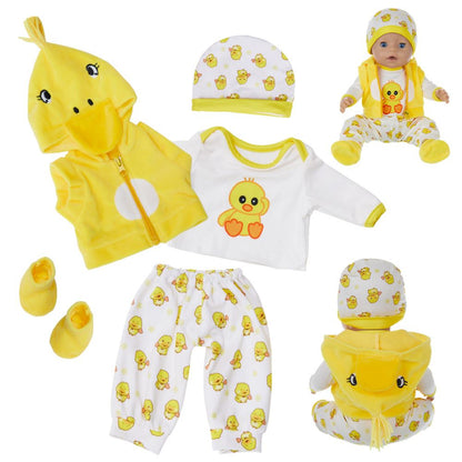AmaMary Doll Outfit Set Yellow Duck for Reborn Dolls 5-Piece 18 Inch
