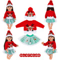 AmaMary 22 inch Reborn Doll Christmas Outfit, Red Reindeer Sweater Green Skirt and Hat Holiday Gift Set