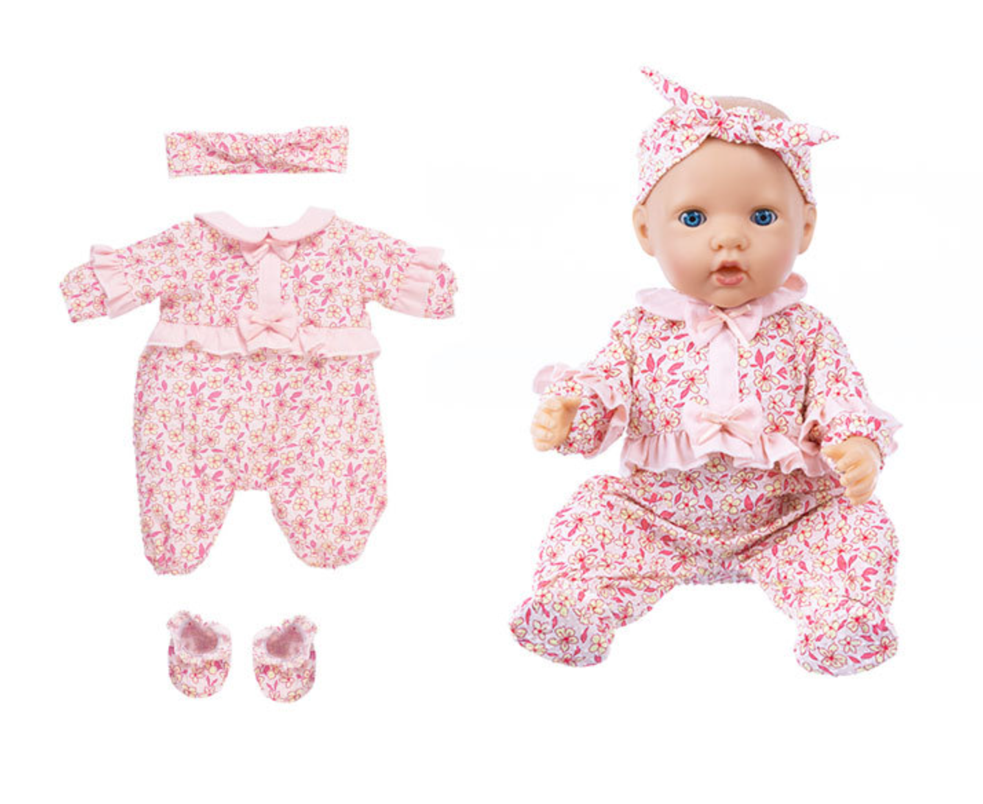 AmaMary Pink Fine Crushed Flower Hoodie for 16-18 inch Dolls, Handmade Doll Clothes Accessories