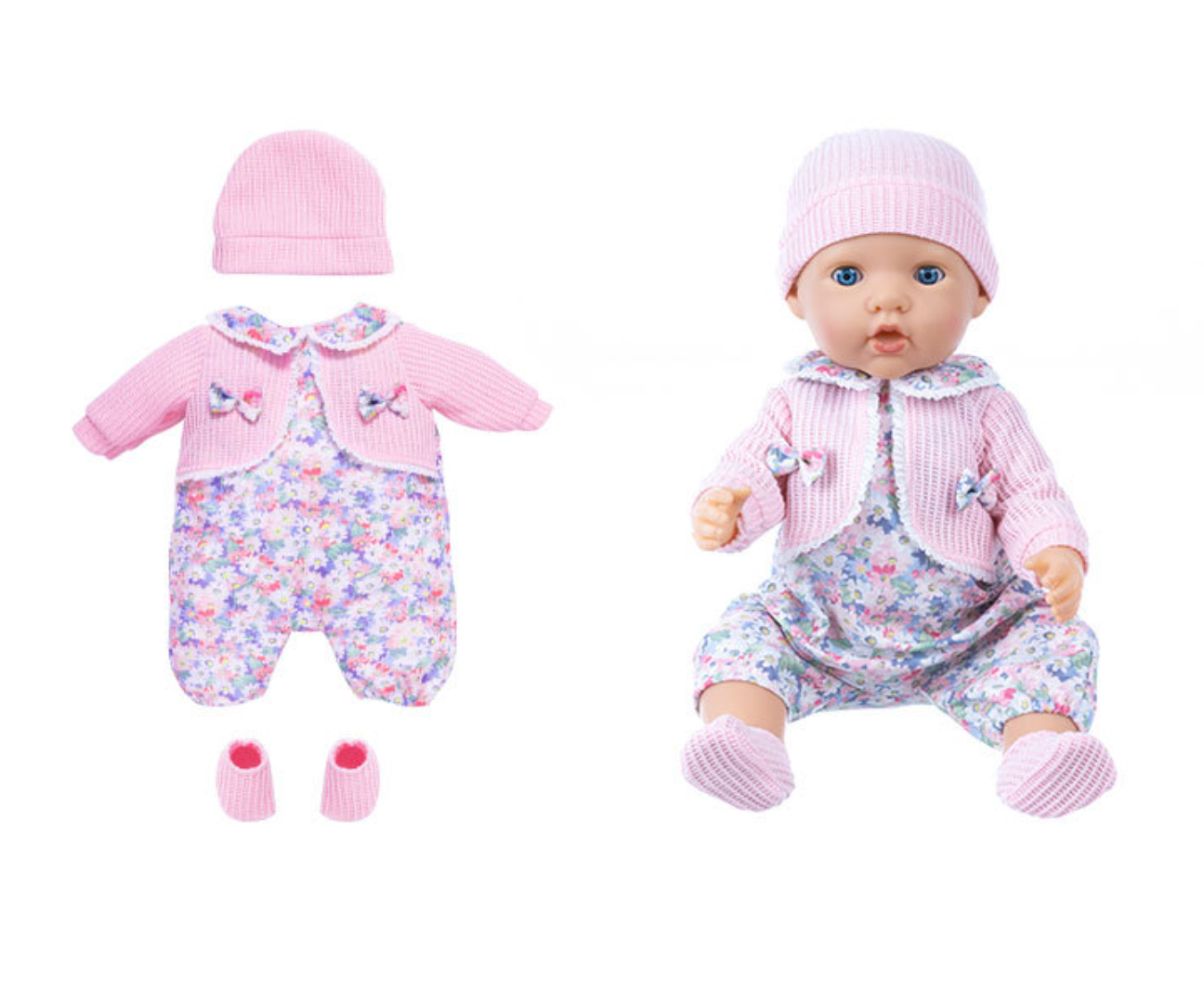 AmaMary Green Crushed Flower Pink Cardigan Hoodie for 16-18 inch Dolls, Unique and Safe Design