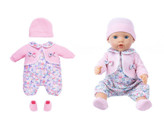 AmaMary Green Crushed Flower Pink Cardigan Hoodie for 16-18 inch Dolls, Unique and Safe Design