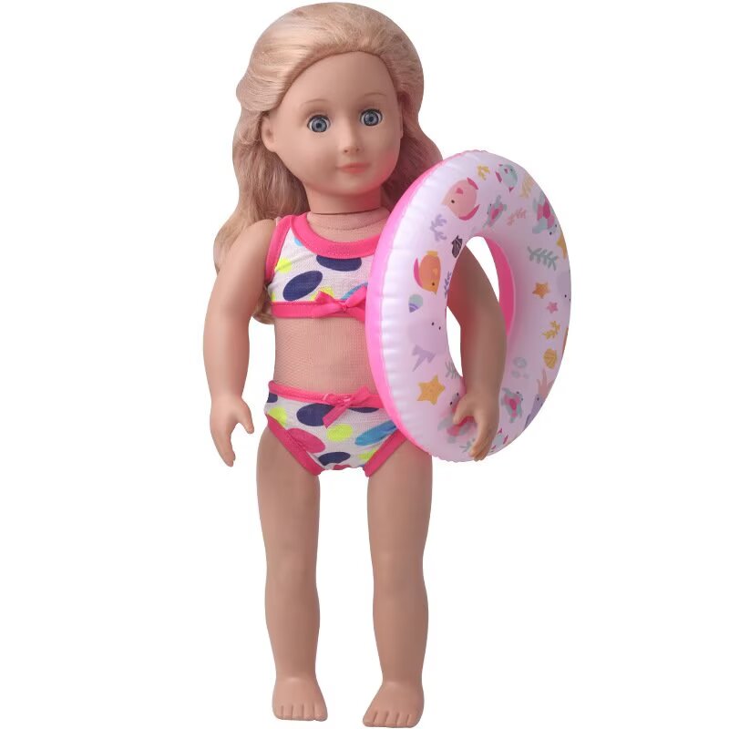 AlevRam 10 Piece 18" Doll Summer Swimwear Set with Mermaid Swimsuit, Sunglasses, Sandals, Backpack, 