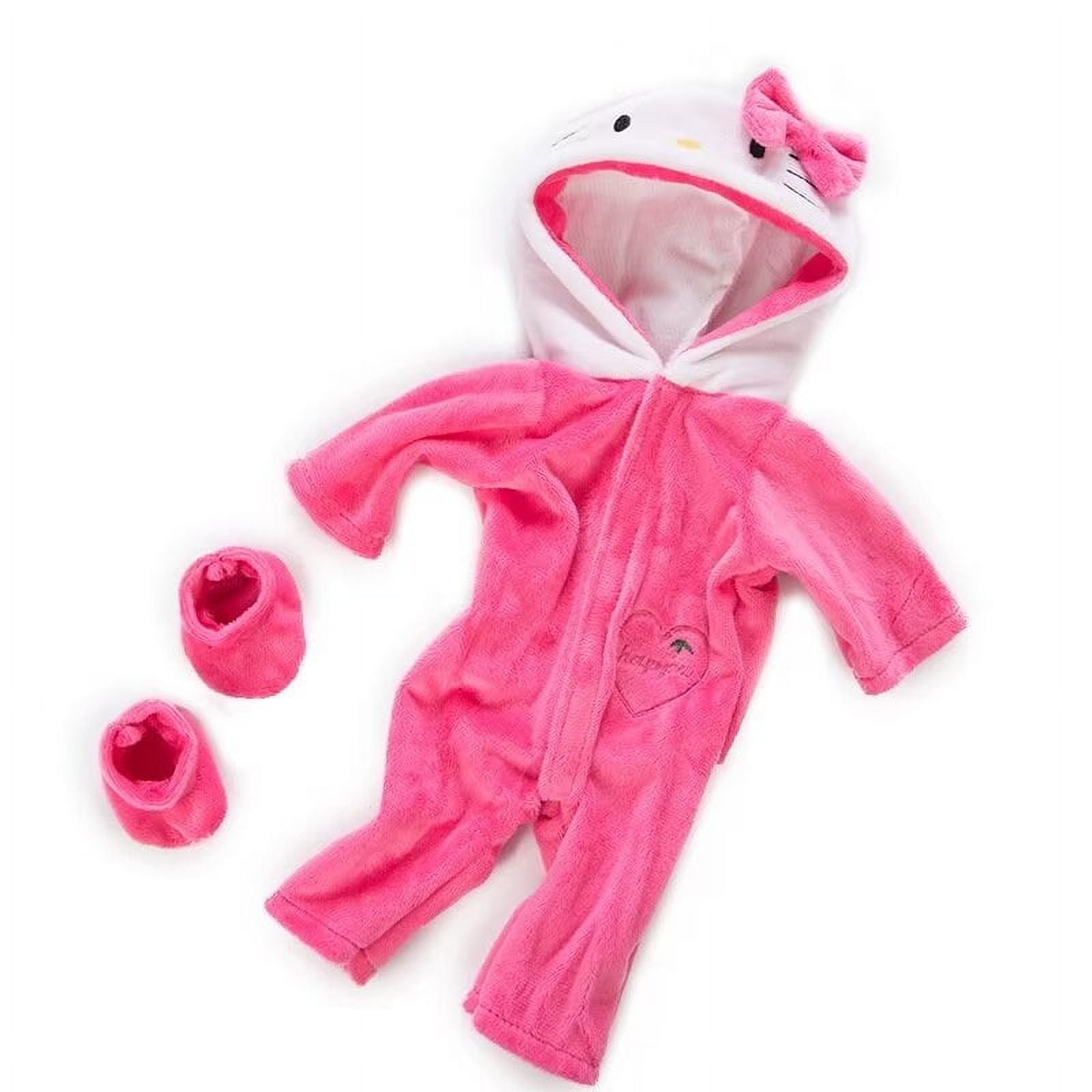 AlevRam 18 Inch Doll Clothes Cute Cat Pattern Plush Doll Jumpsuit Doll Hood One-Piece Suit with Zipp