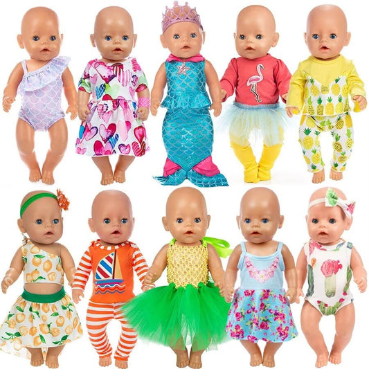 AlevRam 10 Sets 18 Inch Doll Clothes Set Doll T shirt Doll Pants Doll Dress Doll Swimsuits Doll Body