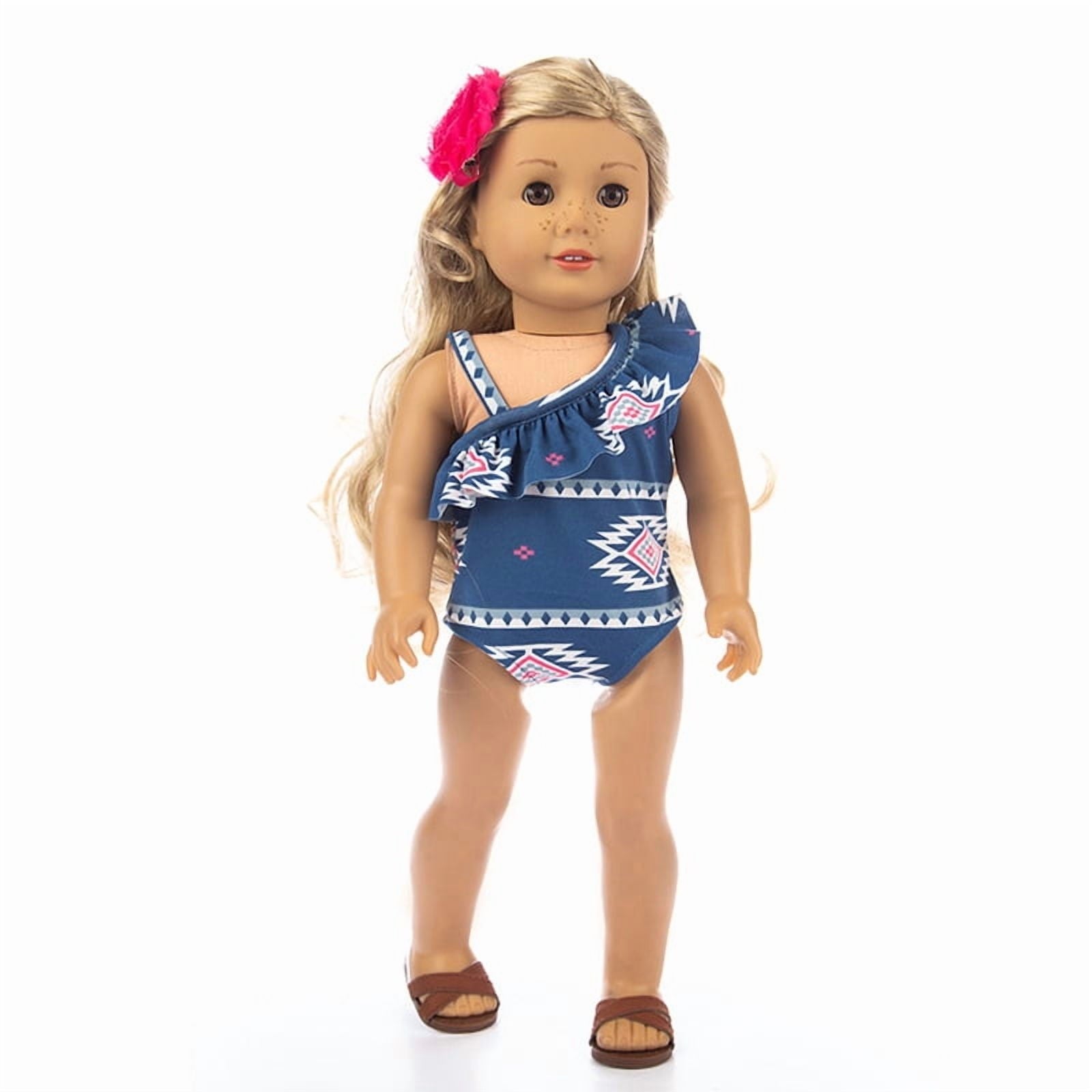 AlevRam 10 Piece 18" Doll Summer Swimwear Set with Mermaid Swimsuit, Sunglasses, Sandals, Backpack, 