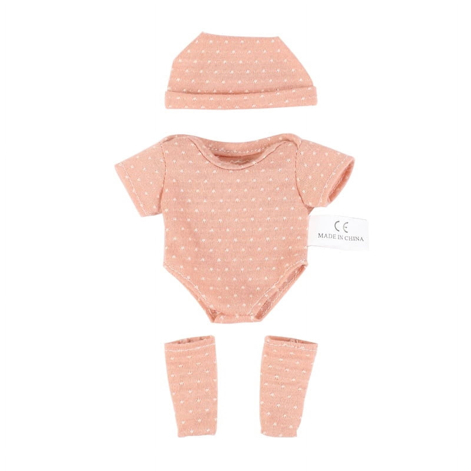 AlevRam 7 inch Knit Doll Clothes 3 Pack Color Random, Onesie Outfit Set with Hat No-Button Bodysuit 