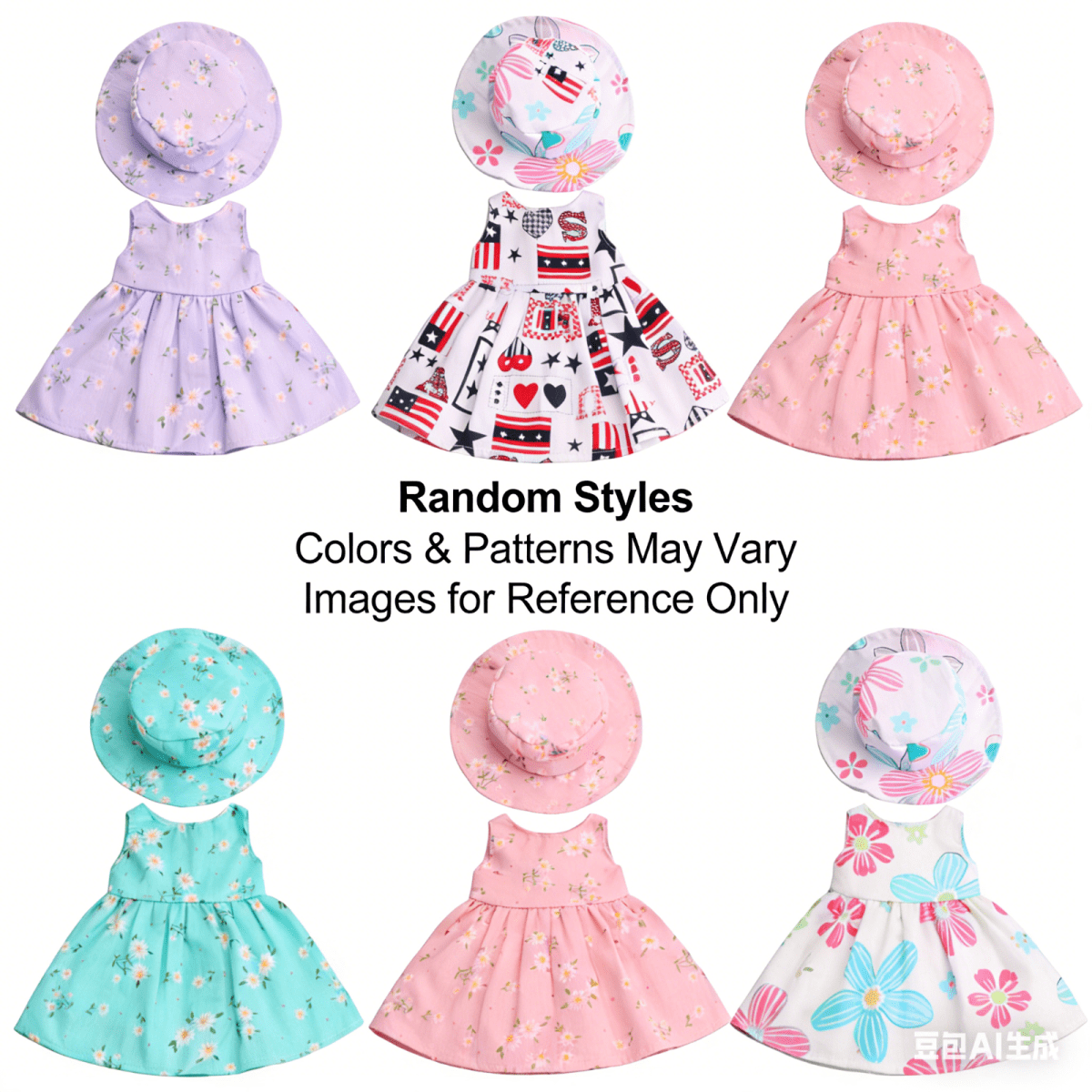 AlevRam 3 Pack 18 inch Doll Summer Dress with Hat, Floral Printed Doll Clothes Outfit Set for 18 inc